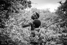 Hadzabe bushmen hunting for food near Lake Eyasi, Tanzania.