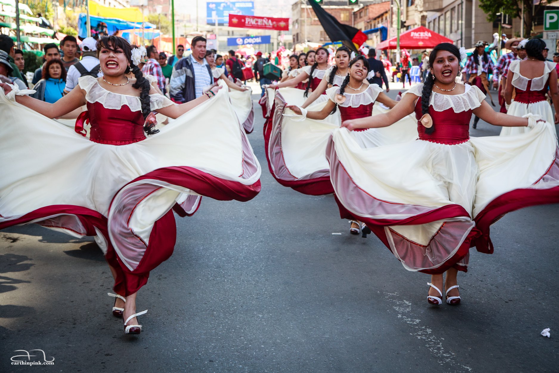 Dancers at a parade in La Paz, Bolivia